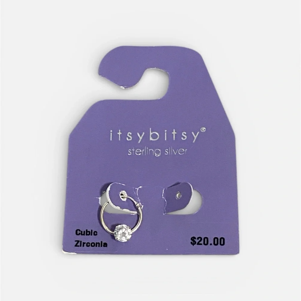 925 Sterling Silver Crystal Loop Cartilage Earring Single